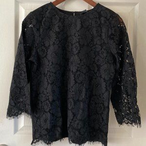 NWT Women Ann Taylor Black Lace Top